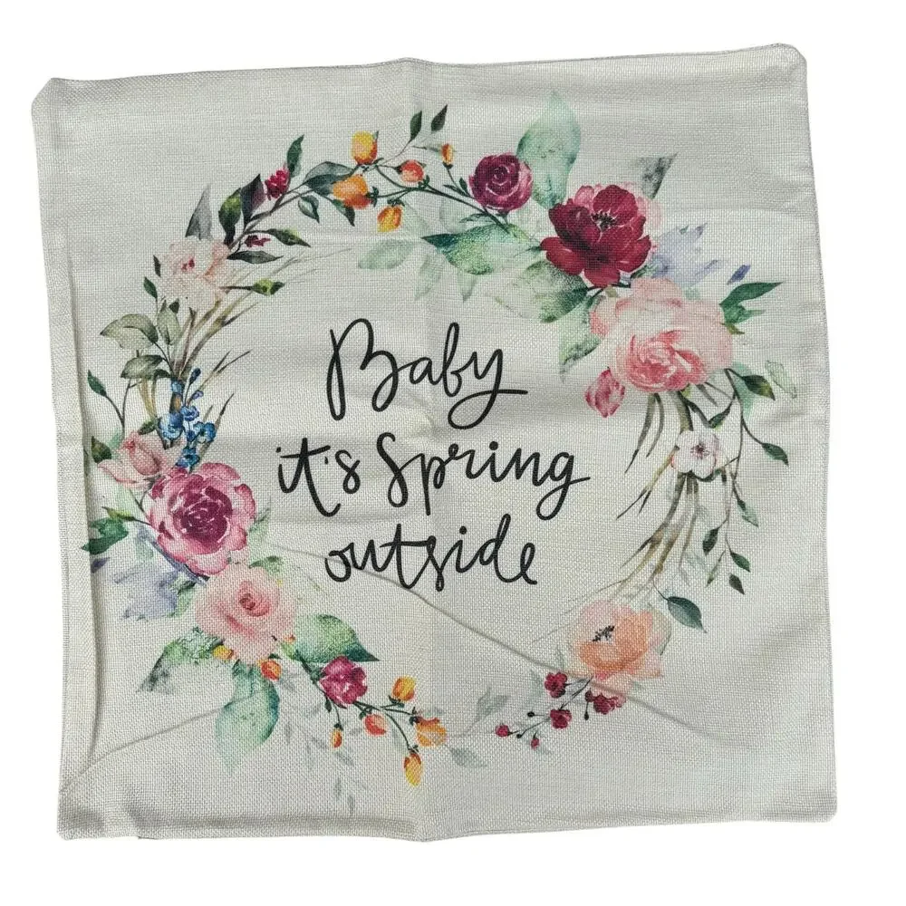New YGEOMER Set Of 4 Fresh Flower Spring Linen Throw Pillow Cover Case 18